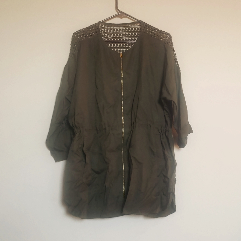 Army green short dress.